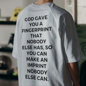 Christian Apparel Tshirt God's Fingerprint t shirt Quote on back